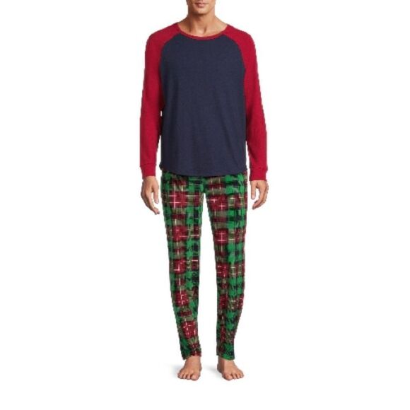 Mens Long Sleeve Sleep Pajama Lounge 2-Piece Set Size L - Picture 2 of 4